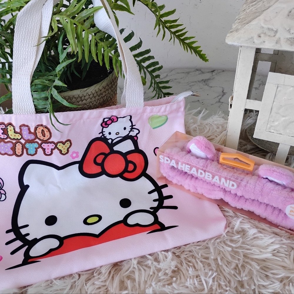 Hello Kitty Pink Tote Bag and Spa Headband Set - Picture 2 of 5